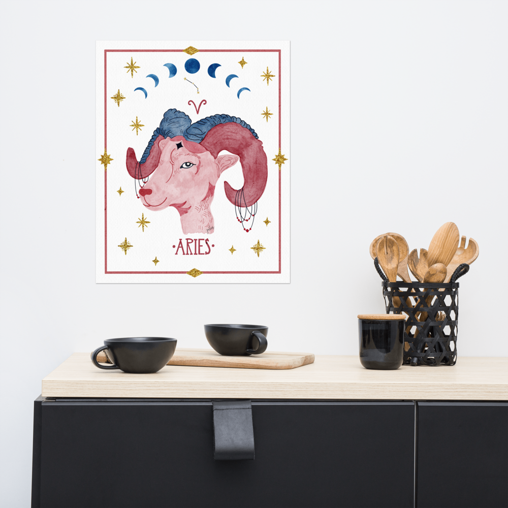 Aries Zodiac Watercolor Art Print - juliemstudios