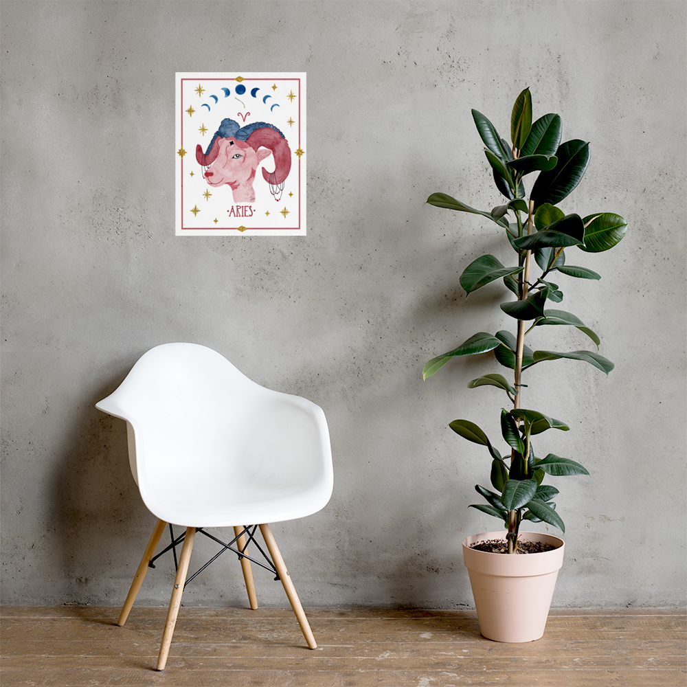 Aries Zodiac Watercolor Art Print - juliemstudios