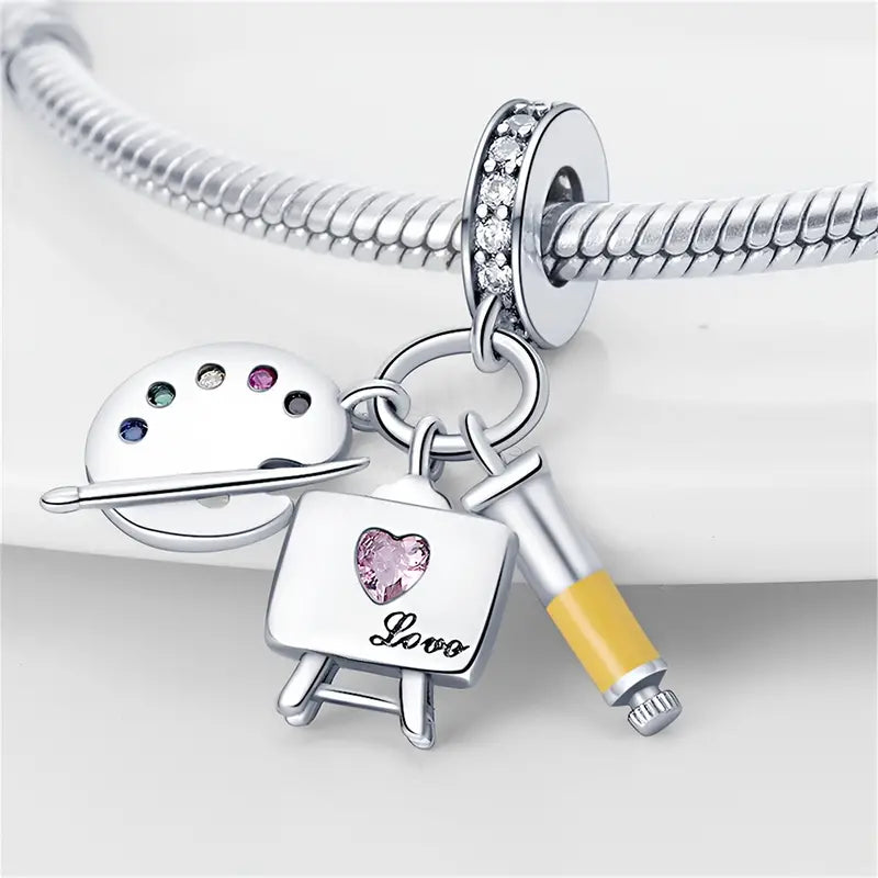 Sterling Silver Charm-yellow paint tube - juliemstudios