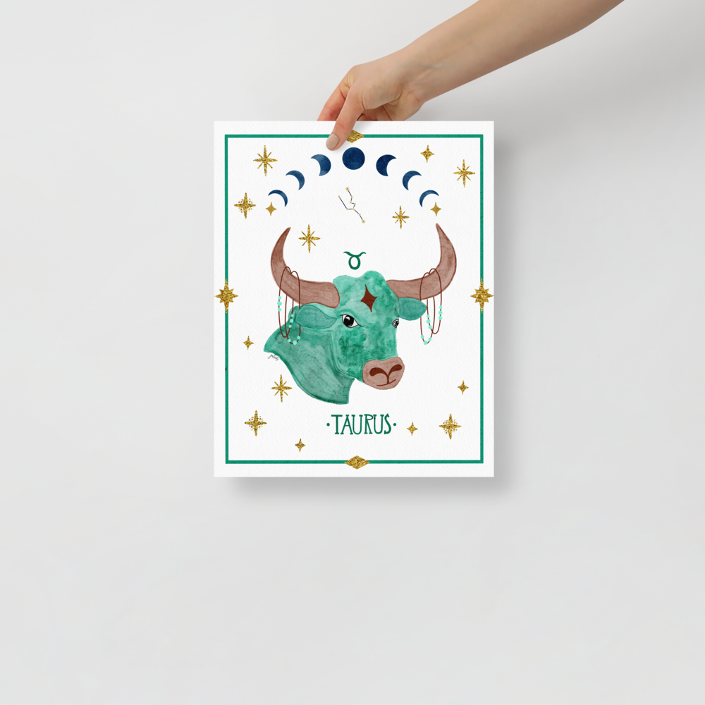 Taurus Zodiac Watercolor Art Print - juliemstudios