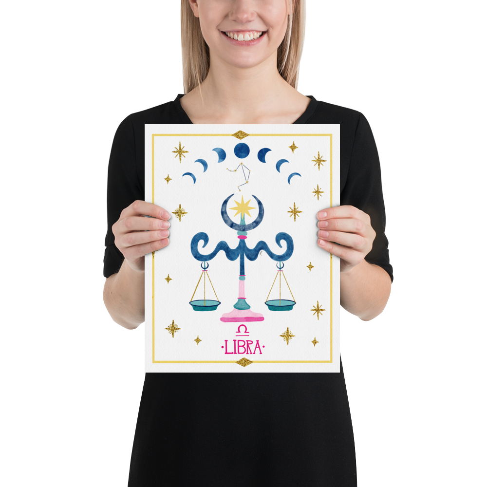 Libra Zodiac Watercolor Art Print - juliemstudios