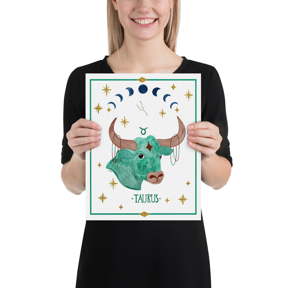 Taurus Zodiac Watercolor Art Print - juliemstudios