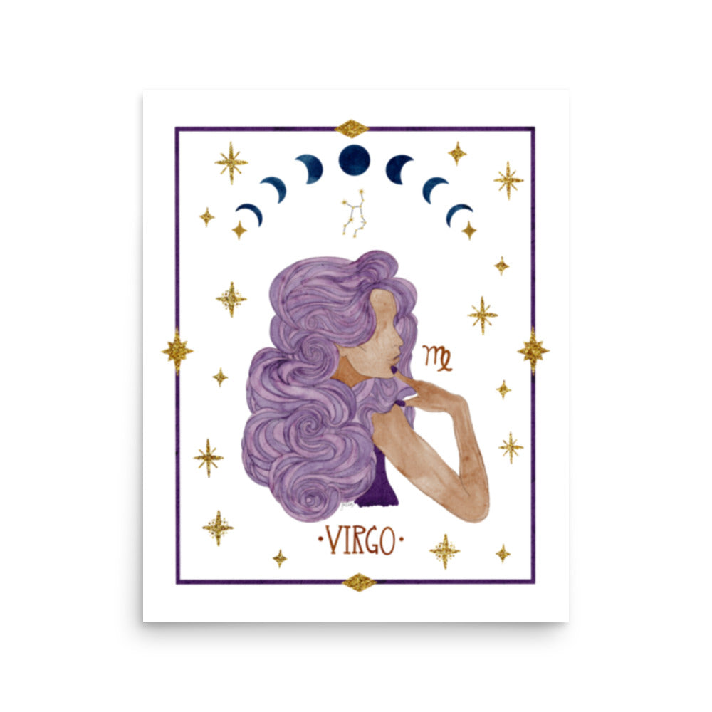 Virgo Zodiac Watercolor Art Print - juliemstudios