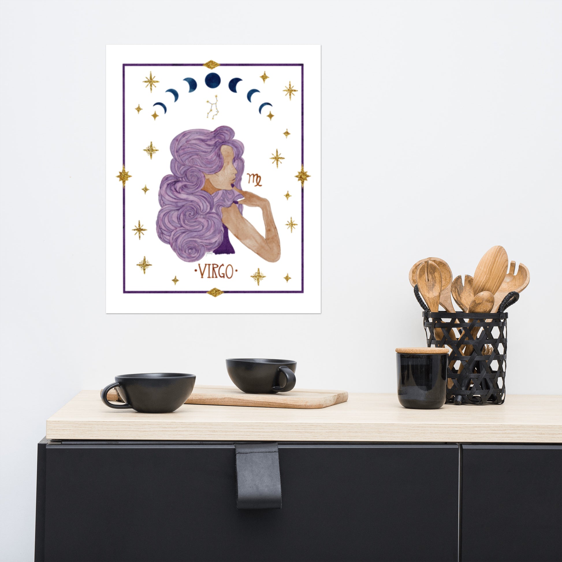 Virgo Zodiac Watercolor Art Print - juliemstudios