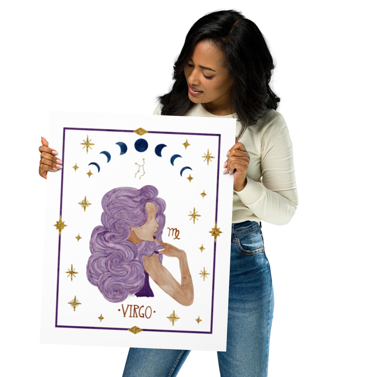 Virgo Zodiac Watercolor Art Print - juliemstudios