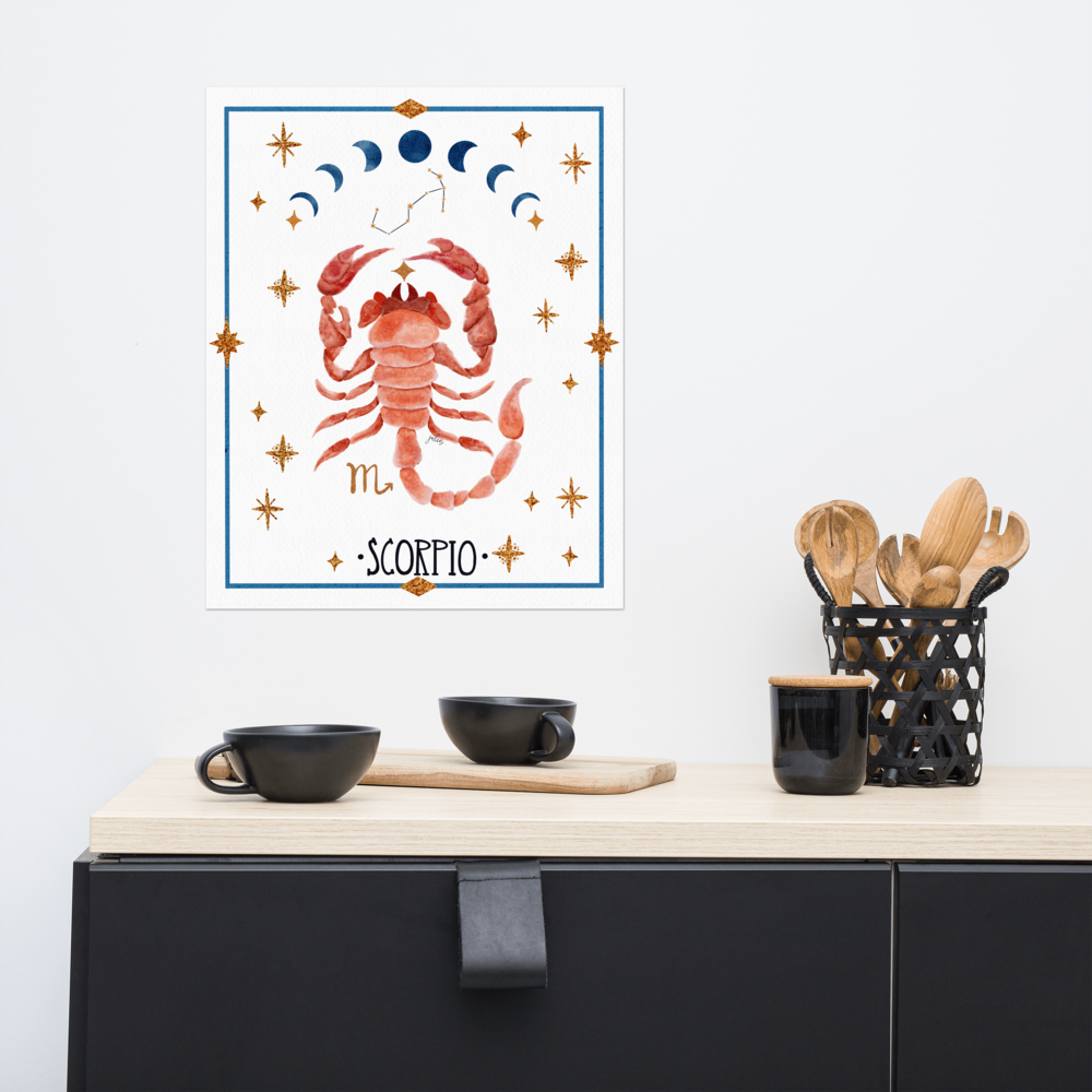 Scorpio Zodiac Watercolor Art Print - juliemstudios