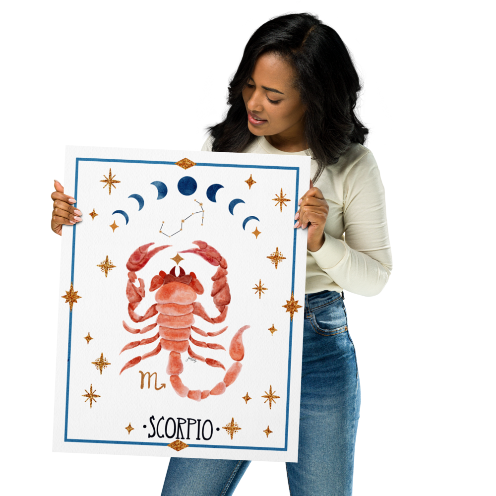 Scorpio Zodiac Watercolor Art Print - juliemstudios