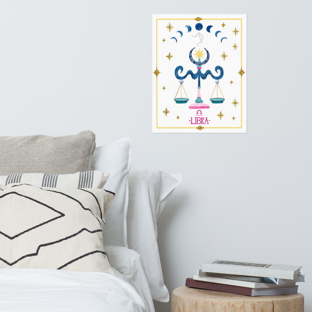 Libra Zodiac Watercolor Art Print - juliemstudios