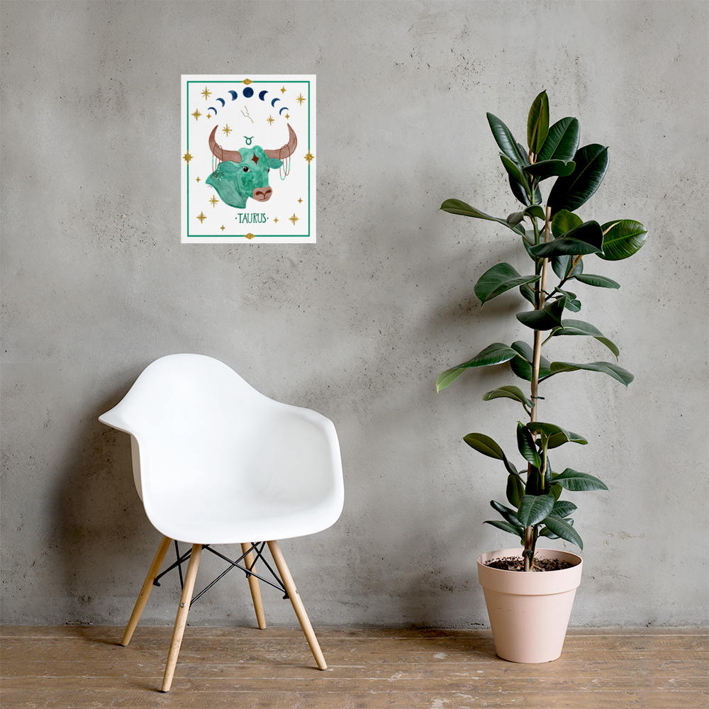 Taurus Zodiac Watercolor Art Print - juliemstudios