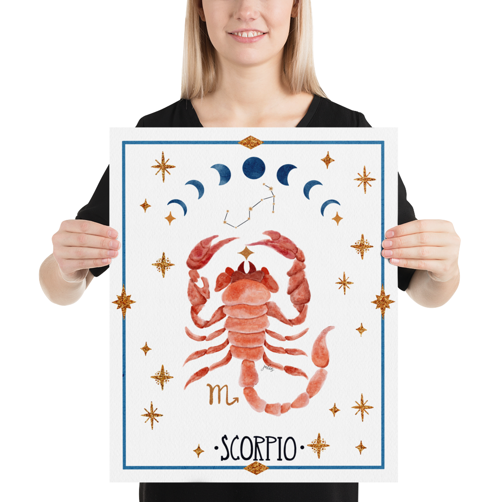 Scorpio Zodiac Watercolor Art Print - juliemstudios