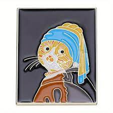 Enamel Anime Van Gogh Inspired pin - Cat
