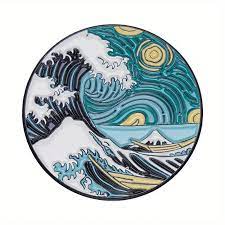 Enamel Anime Van Gogh Inspired pin - Wave