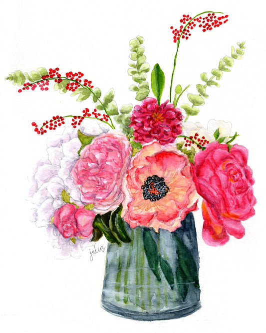 Commission Watercolor Flower Bouquet